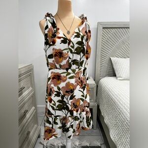 Sam Edelman Brown and Orange Flutter Sleeve Midi Sundress